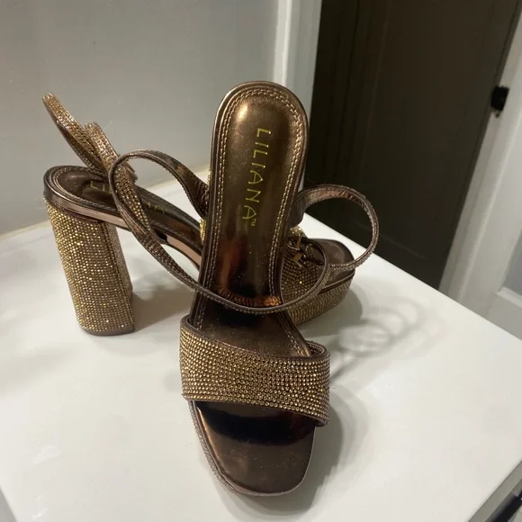 Liliana | Shoes | Bronze Diamonds Chunky Heal Size 7 Brand  display picture 1